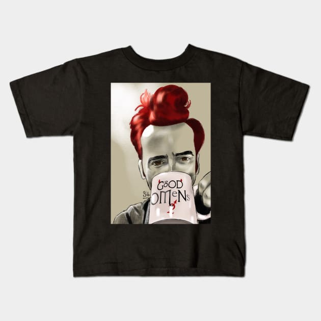 David Tennant portrait Kids T-Shirt by AC Salva